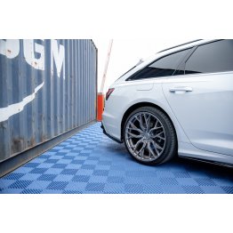 Накладки сплиттеры боковые на задний бампер на Audi A6 C8 S-Line